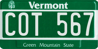 VT license plate COT567