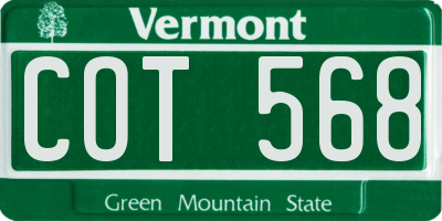 VT license plate COT568