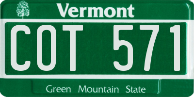 VT license plate COT571