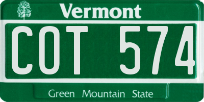 VT license plate COT574
