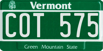 VT license plate COT575