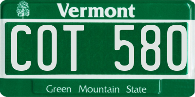 VT license plate COT580