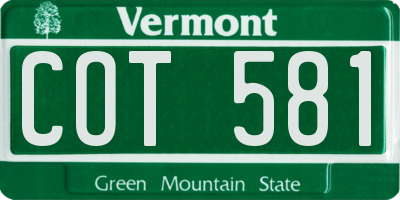 VT license plate COT581