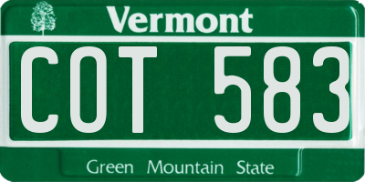 VT license plate COT583