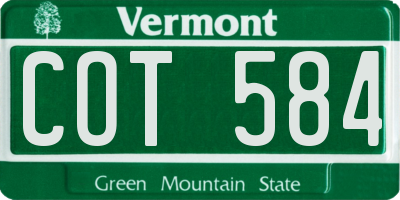 VT license plate COT584