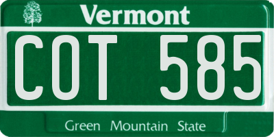 VT license plate COT585