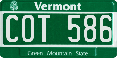 VT license plate COT586