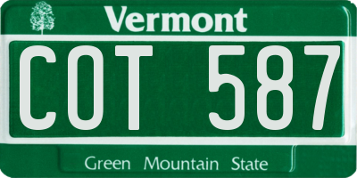 VT license plate COT587