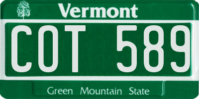 VT license plate COT589