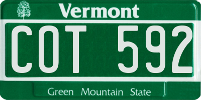 VT license plate COT592