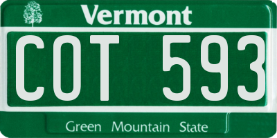 VT license plate COT593