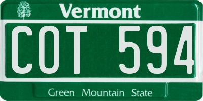 VT license plate COT594