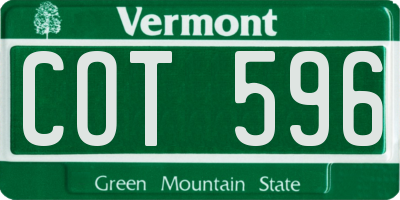 VT license plate COT596