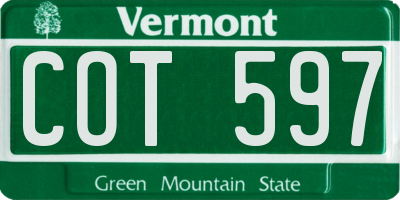 VT license plate COT597