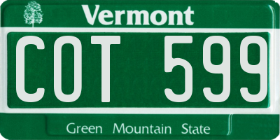 VT license plate COT599