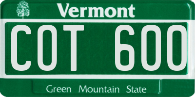 VT license plate COT600
