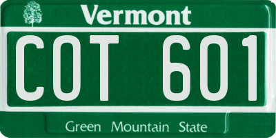 VT license plate COT601