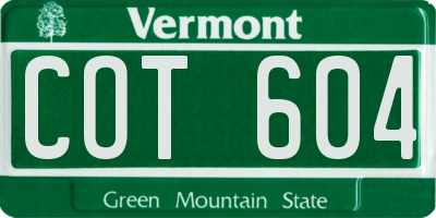 VT license plate COT604