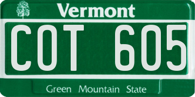 VT license plate COT605
