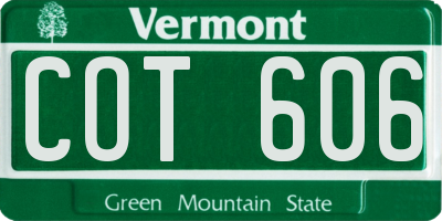 VT license plate COT606