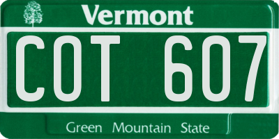 VT license plate COT607