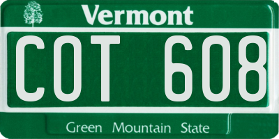 VT license plate COT608