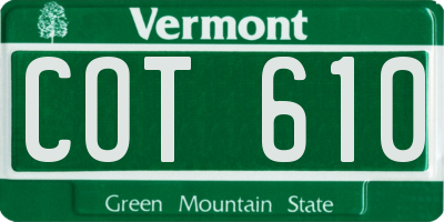 VT license plate COT610