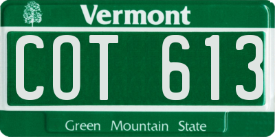 VT license plate COT613