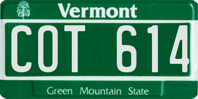 VT license plate COT614