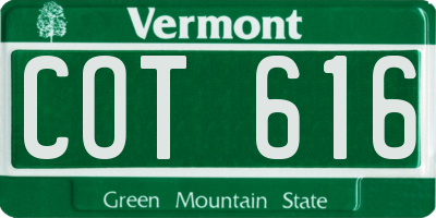 VT license plate COT616
