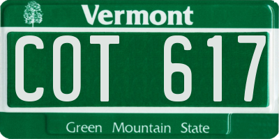 VT license plate COT617