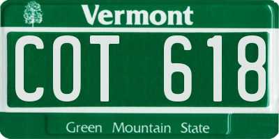 VT license plate COT618
