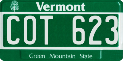 VT license plate COT623
