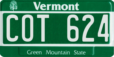 VT license plate COT624