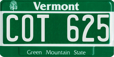 VT license plate COT625