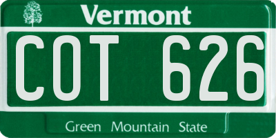 VT license plate COT626