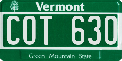 VT license plate COT630