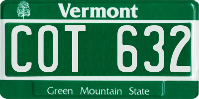 VT license plate COT632