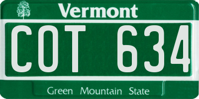 VT license plate COT634
