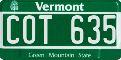 VT license plate COT635