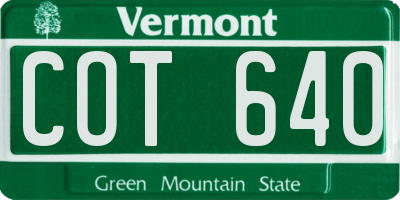 VT license plate COT640