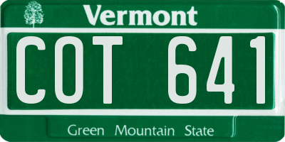 VT license plate COT641
