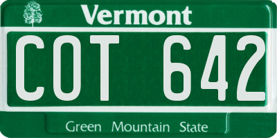 VT license plate COT642