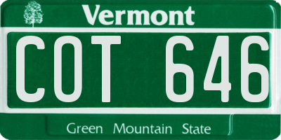 VT license plate COT646