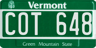VT license plate COT648