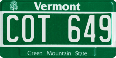 VT license plate COT649