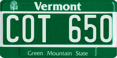 VT license plate COT650