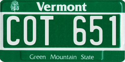 VT license plate COT651