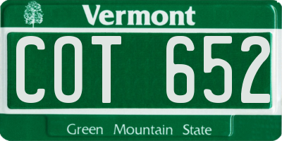 VT license plate COT652