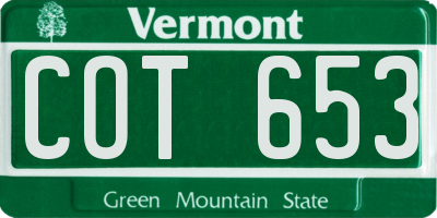 VT license plate COT653